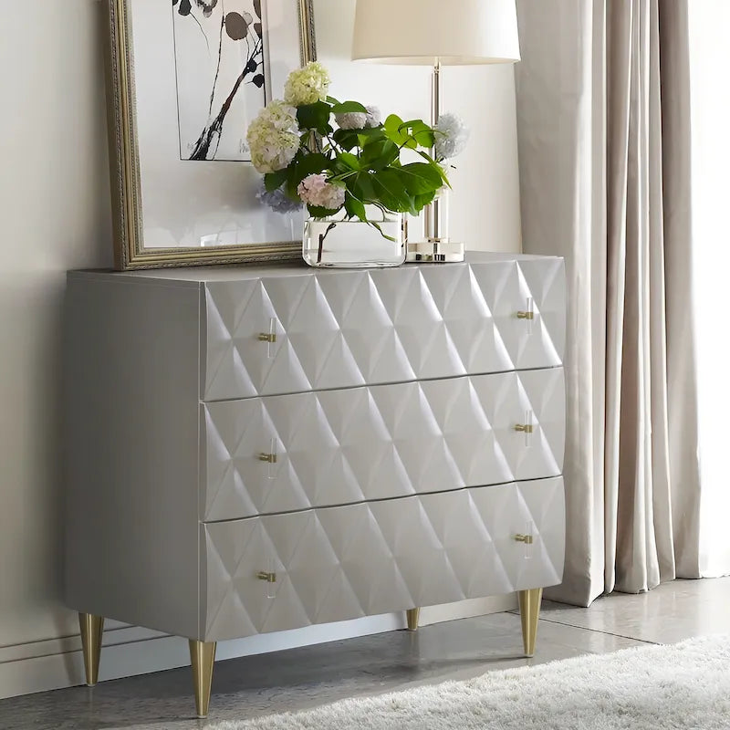 Meuble console moderne gris à 3 tiroirs – 1 personne
