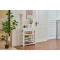 Meuble à chaussures blanc à 4 niveaux avec 2 tiroirs, étagère de rangement pour entrée