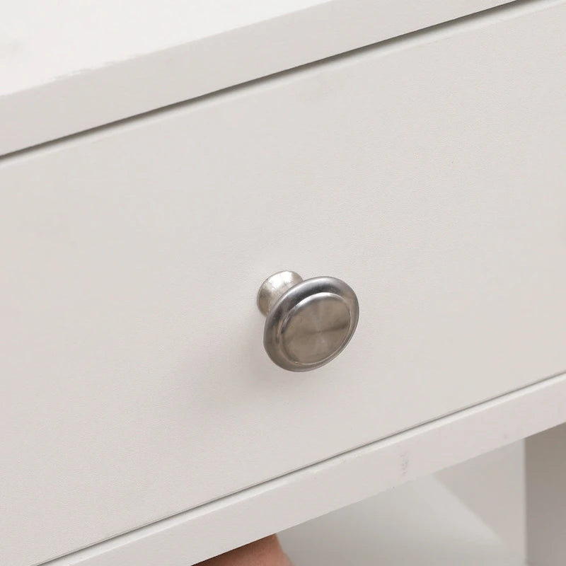 Meuble à chaussures blanc à 4 niveaux avec 2 tiroirs, étagère de rangement pour entrée
