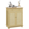 Meuble de rangement de cuisine en bois naturel avec 2 tiroirs, 2 portes et étagère réglable