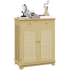 Meuble de rangement de cuisine en bois naturel avec 2 tiroirs, 2 portes et étagère réglable