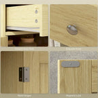 Meuble de rangement de cuisine en bois naturel avec 2 tiroirs, 2 portes et étagère réglable