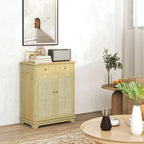Meuble de rangement de cuisine en bois naturel avec 2 tiroirs, 2 portes et étagère réglable
