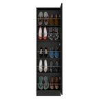 Meuble à chaussures noir/blanc à porte unique avec miroir, 5 étagères, peut contenir jusqu'à 10 paires