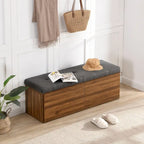 Banc à chaussures Meuble de rangement pour chaussures d'entrée Ottomane de rangement avec coussin rembourré et portes doubles pour l'entrée