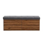Banc à chaussures Meuble de rangement pour chaussures d'entrée Ottomane de rangement avec coussin rembourré et portes doubles pour l'entrée