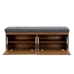 Banc à chaussures Meuble de rangement pour chaussures d'entrée Ottomane de rangement avec coussin rembourré et portes doubles pour l'entrée