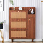 Meuble de rangement en rotin et bois, simple, porte-chaussures d'entrée