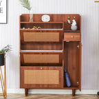 Meuble de rangement en rotin et bois, simple, porte-chaussures d'entrée