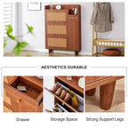 Meuble de rangement en rotin et bois, simple, porte-chaussures d'entrée