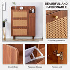 Meuble de rangement en rotin et bois, simple, porte-chaussures d'entrée