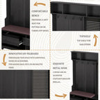 Meuble d'entrée / Vestiaire noir / blanc / marron avec banc à chaussures et panneau perforé, rangement 5-en-1