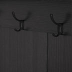 Meuble d'entrée / Vestiaire noir / blanc / marron avec banc à chaussures et panneau perforé, rangement 5-en-1