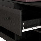 Meuble d'entrée / Vestiaire noir / blanc / marron avec banc à chaussures et panneau perforé, rangement 5-en-1