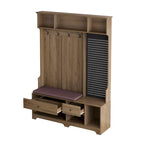 Meuble d'entrée / Vestiaire noir / blanc / marron avec banc à chaussures et panneau perforé, rangement 5-en-1