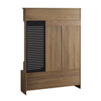 Meuble d'entrée / Vestiaire noir / blanc / marron avec banc à chaussures et panneau perforé, rangement 5-en-1