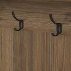 Meuble d'entrée / Vestiaire noir / blanc / marron avec banc à chaussures et panneau perforé, rangement 5-en-1
