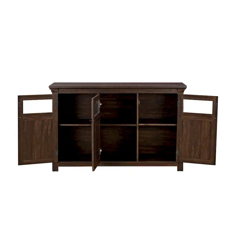 Meuble de rangement pour buffet de ferme, finition gris délavé, 3 portes, assemblage 1 personne