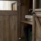 Meuble de rangement pour buffet de ferme, finition gris délavé, 3 portes, assemblage 1 personne
