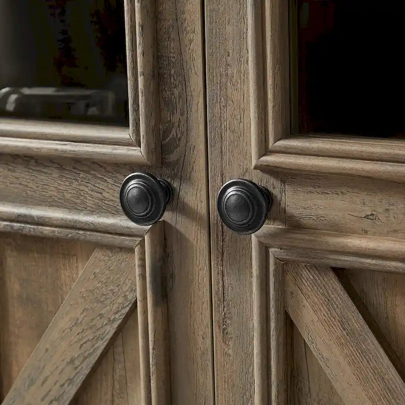 Meuble de rangement pour buffet de ferme, finition gris délavé, 3 portes, assemblage 1 personne