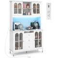 Armoire de cuisine blanche de 185 cm de haut avec éclairage LED et station de recharge