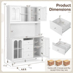 Armoire de cuisine blanche de 185 cm de haut avec éclairage LED et station de recharge
