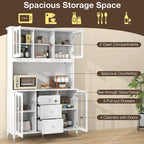 Armoire de cuisine blanche de 185 cm de haut avec éclairage LED et station de recharge