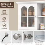 Armoire de cuisine blanche de 185 cm de haut avec éclairage LED et station de recharge