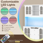 Armoire de cuisine blanche de 185 cm de haut avec éclairage LED et station de recharge