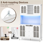Armoire de cuisine blanche de 185 cm de haut avec éclairage LED et station de recharge