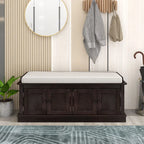 Banc de rangement avec coussin, 4 portes, pour entrée, range-chaussures, pour 1 personne – Blanc / Bleu Marine Ancien / Espresso / Gris Lavé
