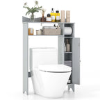 Meuble de rangement gris à placer au-dessus des toilettes avec dérouleur de papier toilette, pour 1 salle de bain