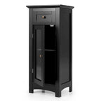 Meuble bas de salle de bain une porte et un tiroir avec porte vitrée, brun/noir