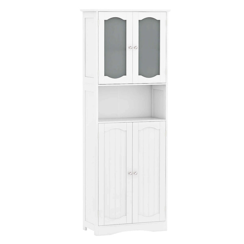 Meuble de rangement haut blanc/noir avec portes en verre trempé dépoli, 1 unité