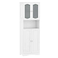 Meuble de rangement haut blanc/noir avec portes en verre trempé dépoli, 1 unité