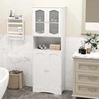 Meuble de rangement haut blanc/noir avec portes en verre trempé dépoli, 1 unité