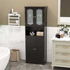 Meuble de rangement haut blanc/noir avec portes en verre trempé dépoli, 1 unité