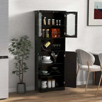 Meuble de rangement haut blanc/noir avec portes en verre trempé dépoli, 1 unité