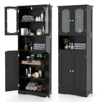 Meuble de rangement haut blanc/noir avec portes en verre trempé dépoli, 1 unité
