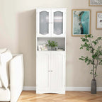 Meuble de rangement haut blanc/noir avec portes en verre trempé dépoli, 1 unité