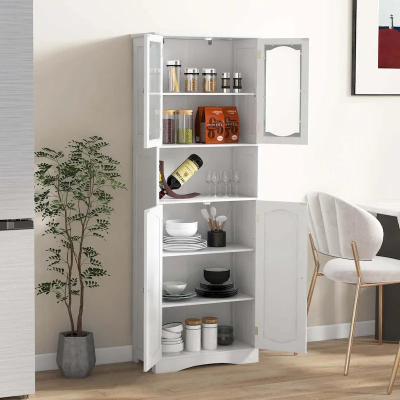 Meuble de rangement haut blanc/noir avec portes en verre trempé dépoli, 1 unité