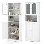 Meuble de rangement haut blanc/noir avec portes en verre trempé dépoli, 1 unité