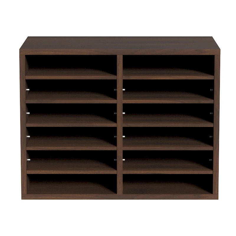 Organiseur de fichiers de bureau à 12 compartiments Gris/Blanc/Marron vintage/Noir