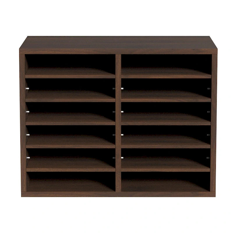 Organiseur de fichiers de bureau à 12 compartiments Gris/Blanc/Marron vintage/Noir