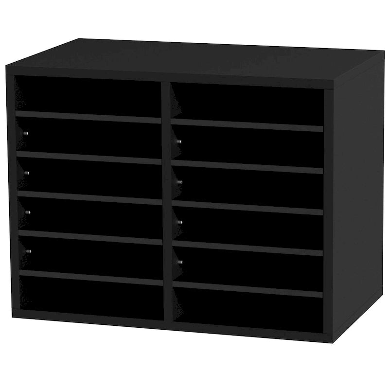 Organiseur de fichiers de bureau à 12 compartiments Gris/Blanc/Marron vintage/Noir