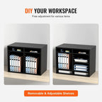 Organiseur de fichiers de bureau à 12 compartiments Gris/Blanc/Marron vintage/Noir
