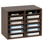 Organiseur de fichiers de bureau à 12 compartiments Gris/Blanc/Marron vintage/Noir