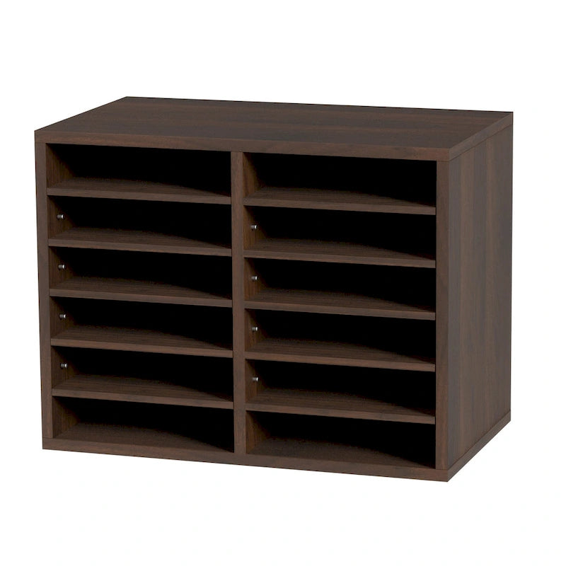 Organiseur de fichiers de bureau à 12 compartiments Gris/Blanc/Marron vintage/Noir