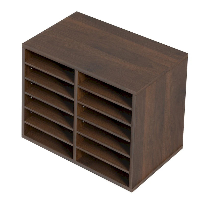 Organiseur de fichiers de bureau à 12 compartiments Gris/Blanc/Marron vintage/Noir