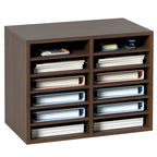 Organiseur de fichiers de bureau à 12 compartiments Gris/Blanc/Marron vintage/Noir